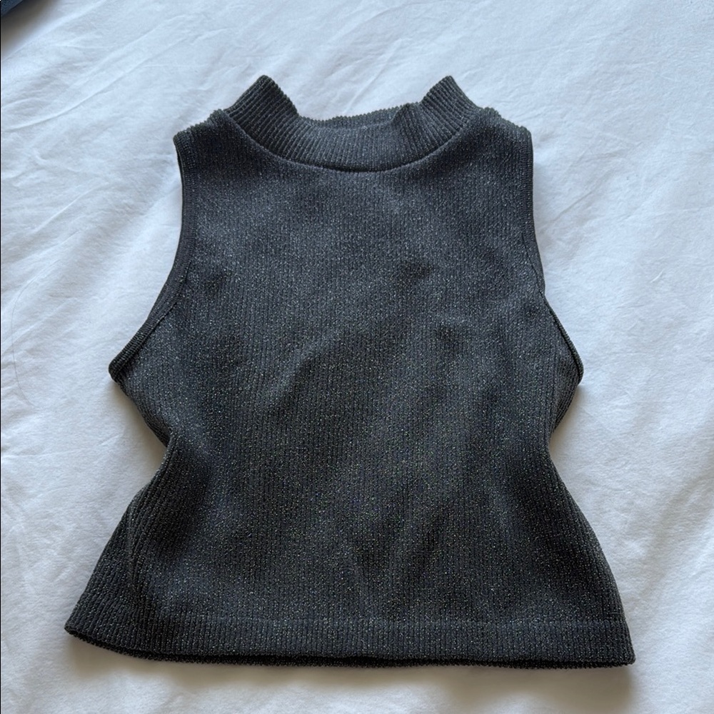 Dark Gray Sleeveless Knit Top